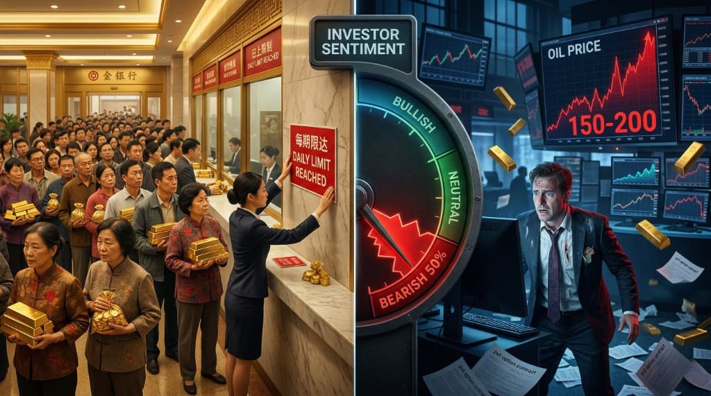 Gold Falls While China Hoards It, Blanchard Says Oil to $200, and 50% of Investors Are Bearish — Time to Buy?